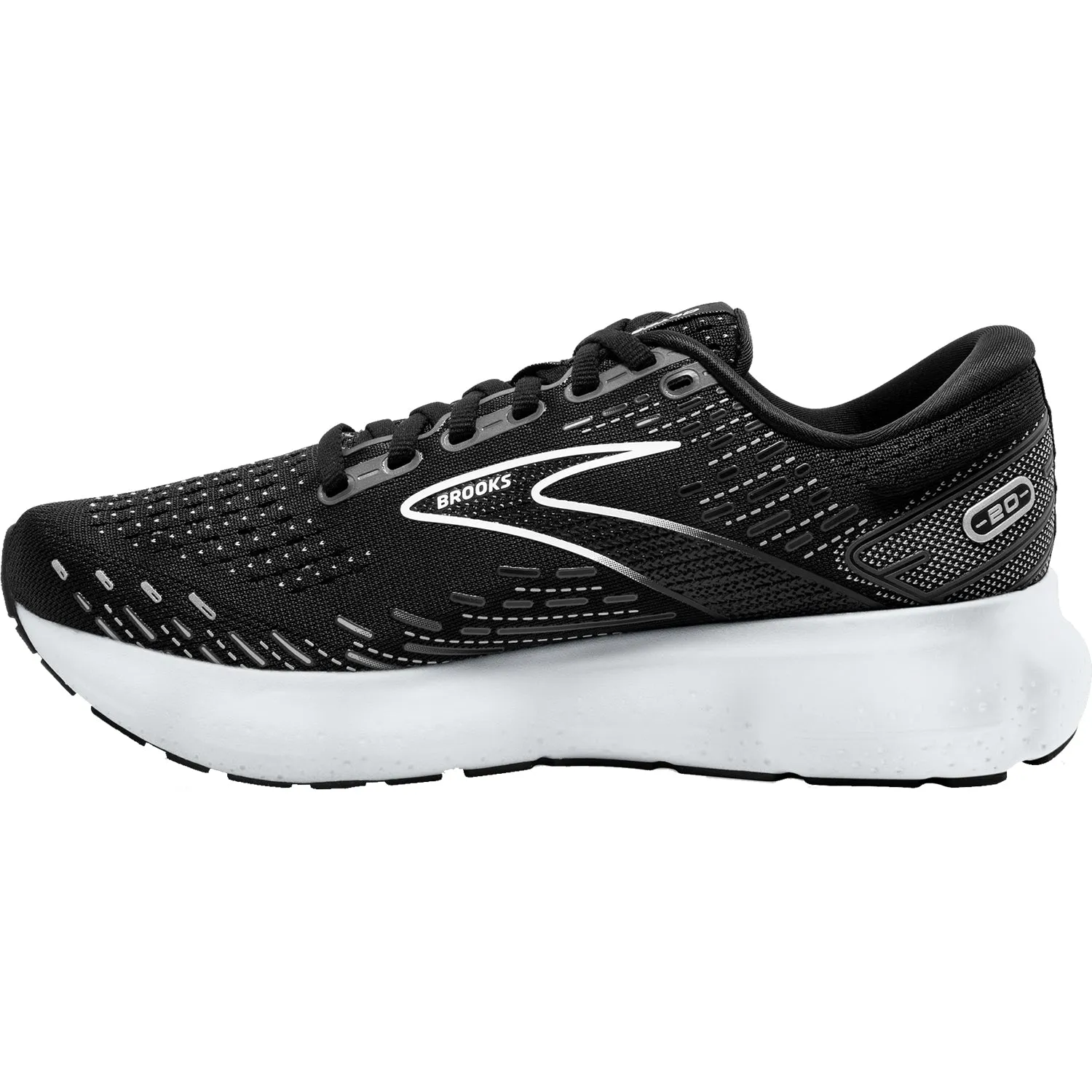 Women's Brooks Glycerin 20 Black/White/Alloy Mesh