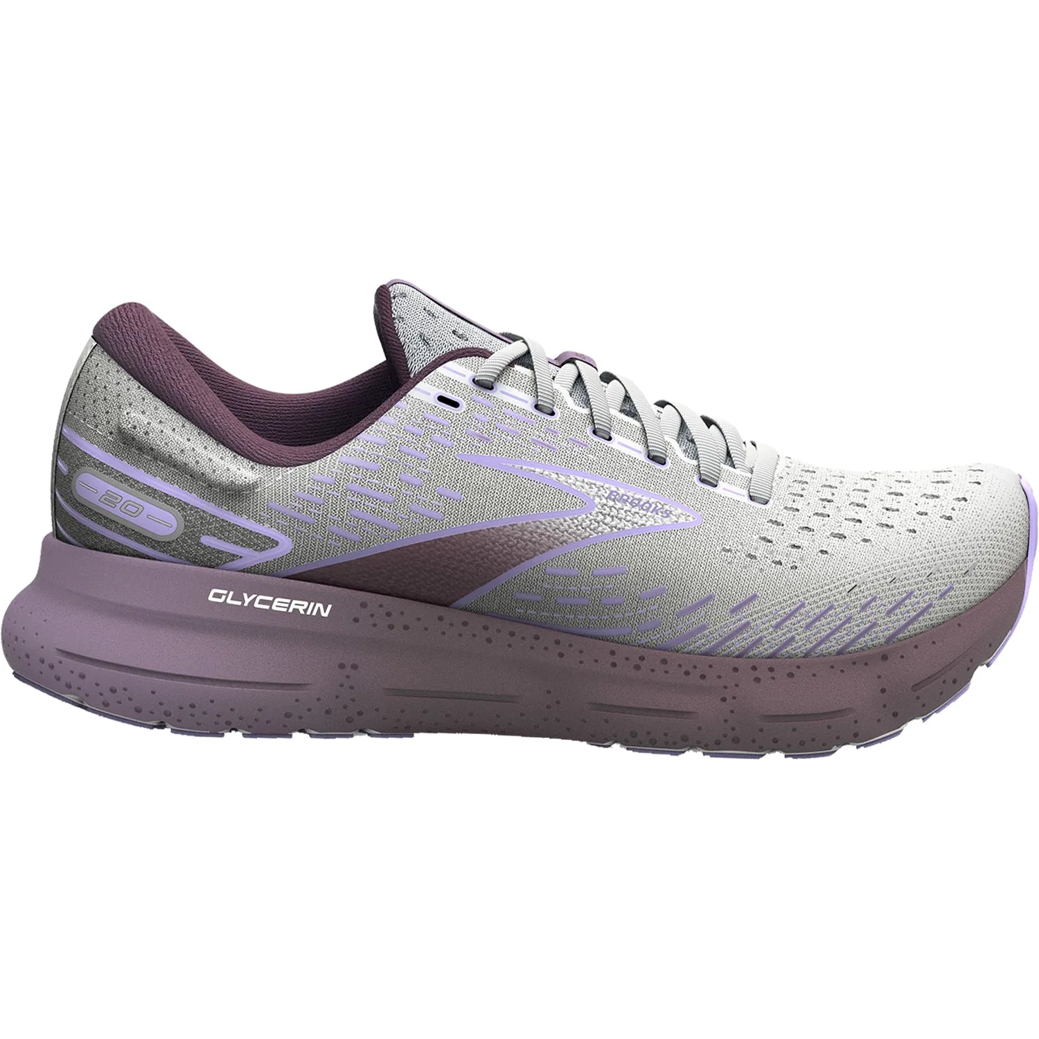 Women's Brooks Glycerin 20 White/Orchid Mesh